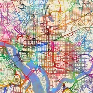 輸入壁紙 カスタム壁紙 PHOTOWALL / Washington DC Street Map (e311418)