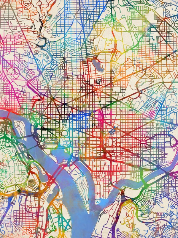 輸入壁紙 カスタム壁紙 PHOTOWALL / Washington DC Street Map (e311418)