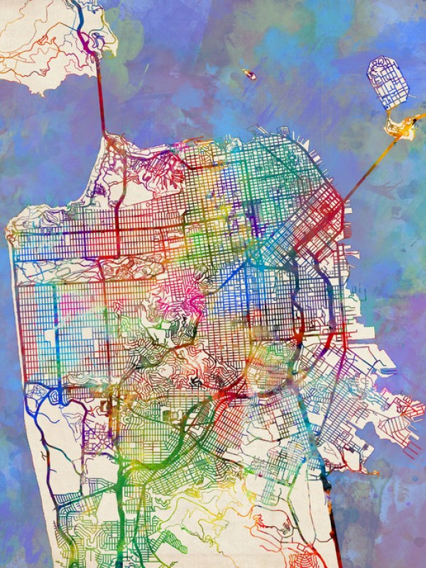 輸入壁紙 カスタム壁紙 PHOTOWALL / San Francisco City Street Map (e311420)