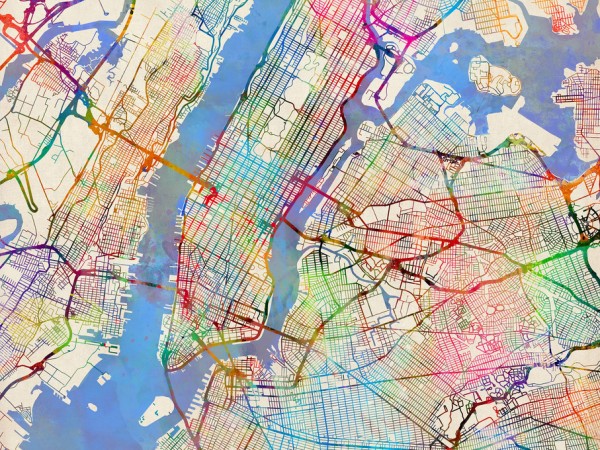 輸入壁紙 カスタム壁紙 PHOTOWALL / New York City Street Map (e311421)