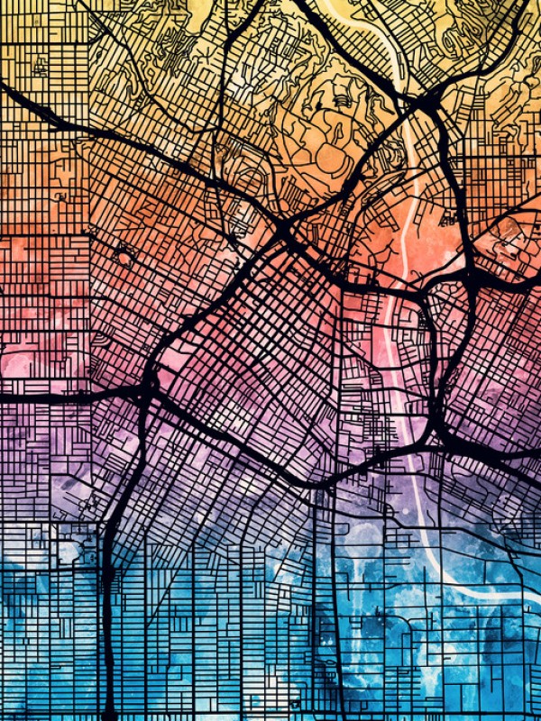輸入壁紙 カスタム壁紙 PHOTOWALL / Los Angeles City Street Map (e311435)