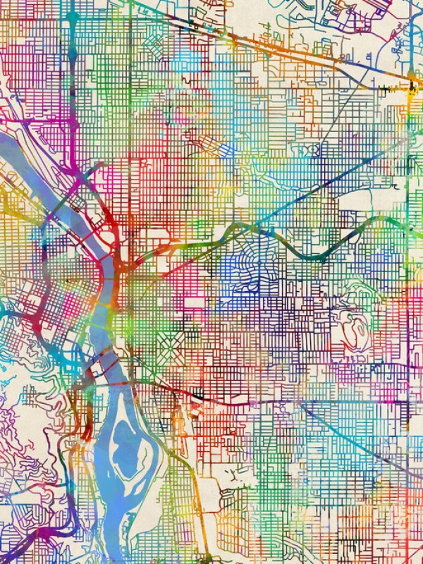 輸入壁紙 カスタム壁紙 PHOTOWALL / Portland Oregon City Map (e311444)