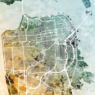 輸入壁紙 カスタム壁紙 PHOTOWALL / San Francisco City Street Map (e311451)