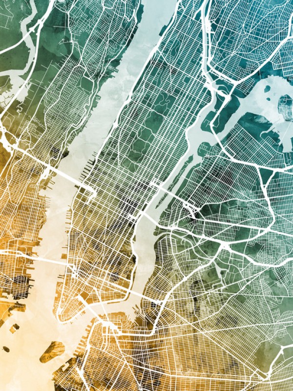 輸入壁紙 カスタム壁紙 PHOTOWALL / New York City Street Map (e311455)