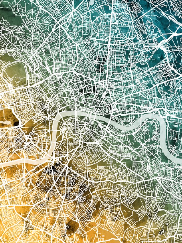 輸入壁紙 カスタム壁紙 PHOTOWALL / London England Street Map (e311461)