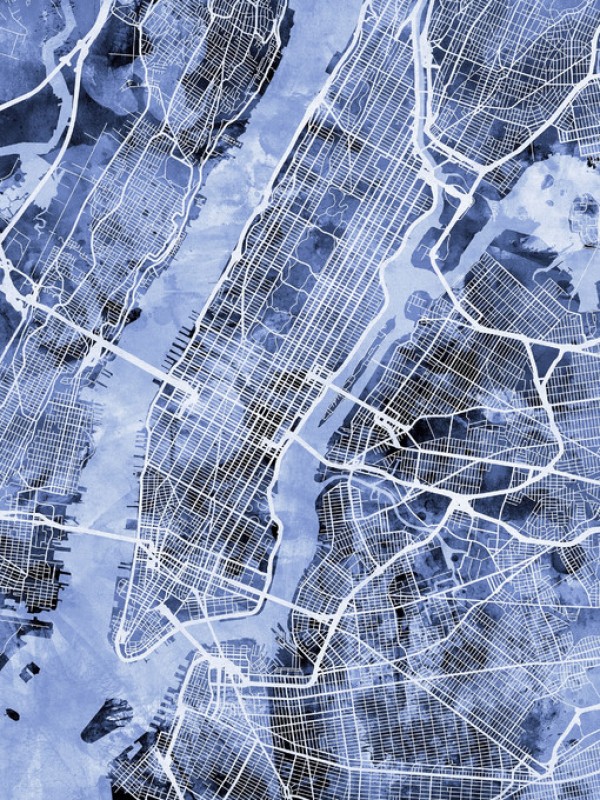 輸入壁紙 カスタム壁紙 PHOTOWALL / New York City Street Map (e311468)