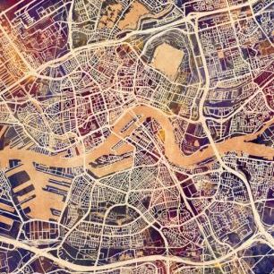 輸入壁紙 カスタム壁紙 PHOTOWALL / Rotterdam Netherlands City Map (e311479)