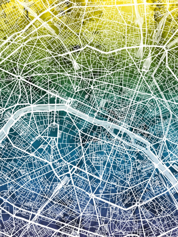 輸入壁紙 カスタム壁紙 PHOTOWALL / Paris France City Map (e311505)