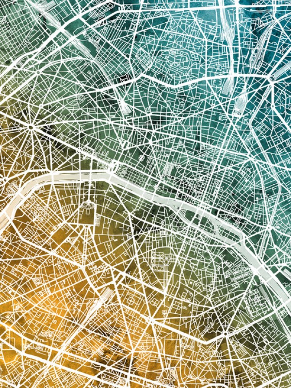 輸入壁紙 カスタム壁紙 PHOTOWALL / Paris France City Map (e311506)