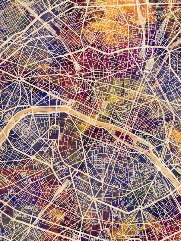 輸入壁紙 カスタム壁紙 PHOTOWALL / Paris France City Map (e311503)
