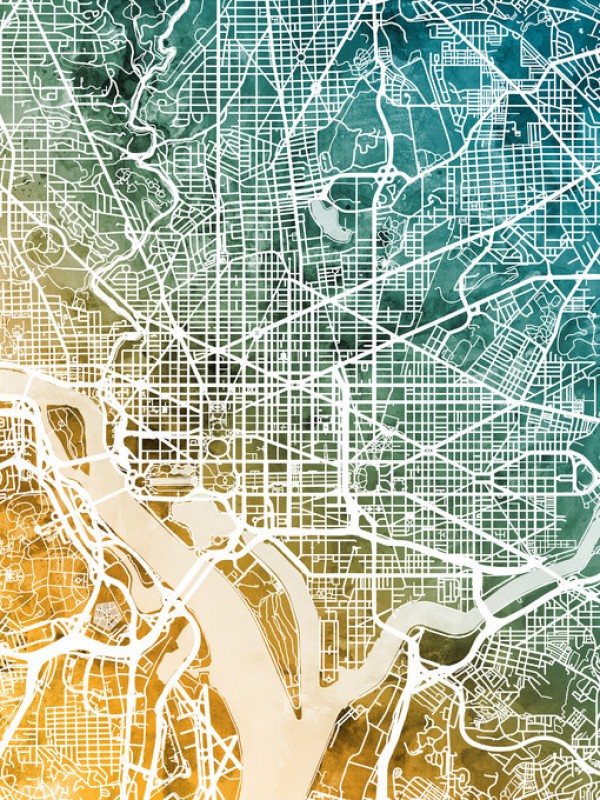 輸入壁紙 カスタム壁紙 PHOTOWALL / Washington DC City Street Map (e311507)