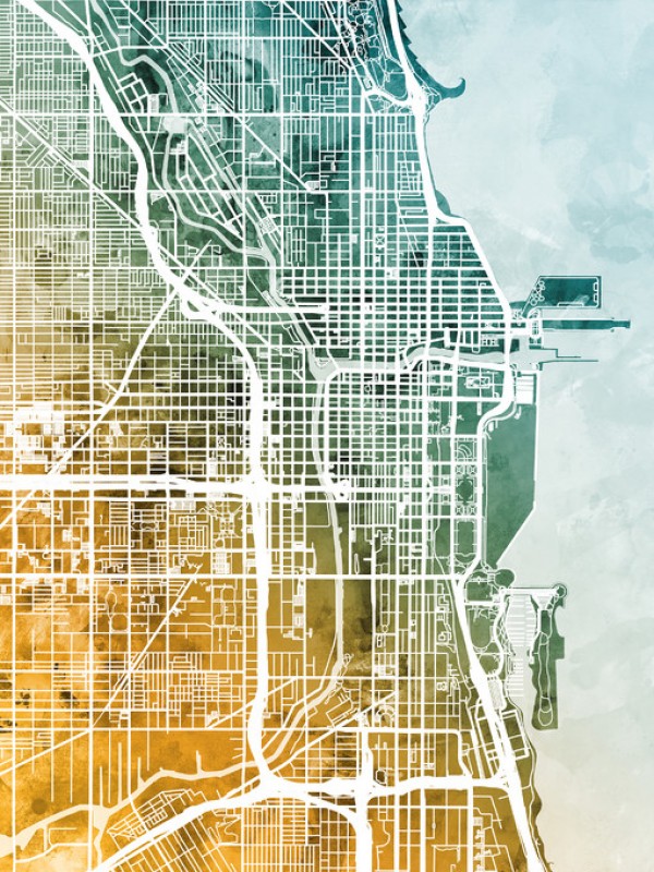 輸入壁紙 カスタム壁紙 PHOTOWALL / Chicago City Street Map (e311508)