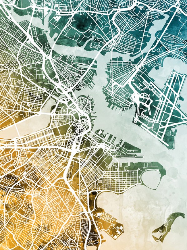 輸入壁紙 カスタム壁紙 PHOTOWALL / Boston Massachusetts Street Map (e311510)