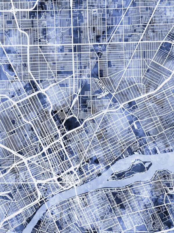 輸入壁紙 カスタム壁紙 PHOTOWALL / Detroit Michigan City Map (e311518)