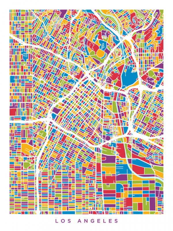 輸入壁紙 カスタム壁紙 PHOTOWALL / Los Angeles City Street Map (e311552)