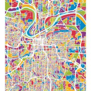 輸入壁紙 カスタム壁紙 PHOTOWALL / Kansas City Missouri City Map (e311555)