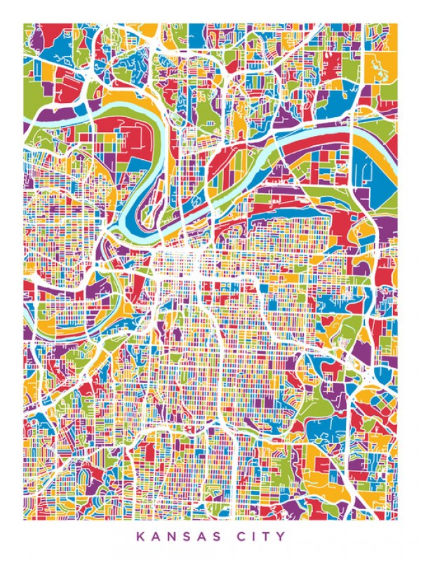 輸入壁紙 カスタム壁紙 PHOTOWALL / Kansas City Missouri City Map (e311555)