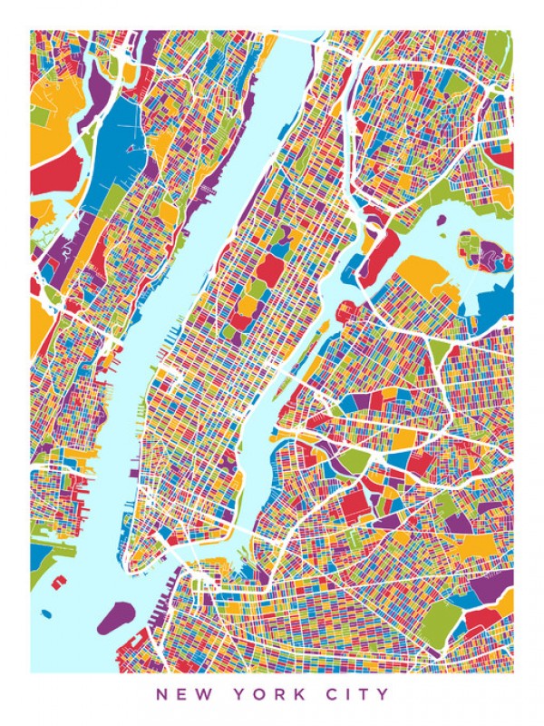 輸入壁紙 カスタム壁紙 PHOTOWALL / New York City Street Map (e311556)