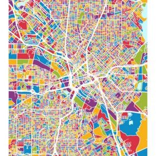 輸入壁紙 カスタム壁紙 PHOTOWALL / Dallas Texas City Map (e311558)