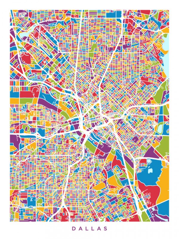 輸入壁紙 カスタム壁紙 PHOTOWALL / Dallas Texas City Map (e311558)