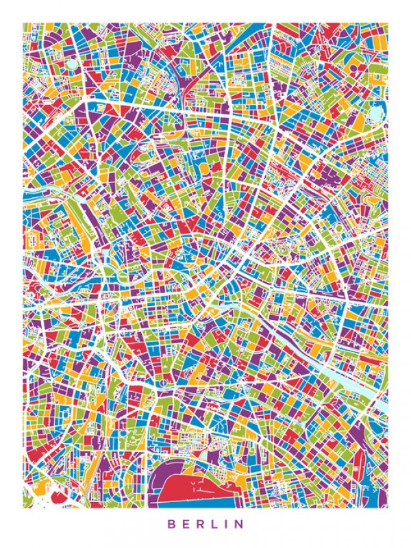輸入壁紙 カスタム壁紙 PHOTOWALL / Berlin Germany City Map (e311561)