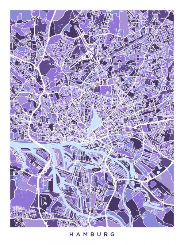 輸入壁紙 カスタム壁紙 PHOTOWALL / Hamburg Germany City Map (e311566)
