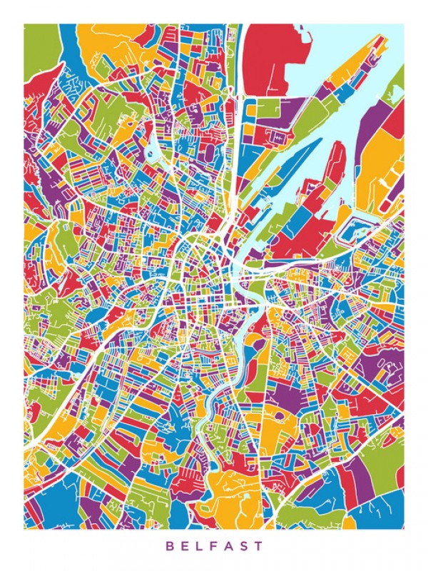 輸入壁紙 カスタム壁紙 PHOTOWALL / Belfast Northern Ireland City Map (e311572)