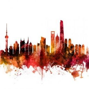 輸入壁紙 カスタム壁紙 PHOTOWALL / Shanghai China Skyline (e312027)