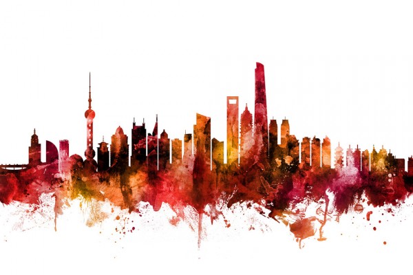 輸入壁紙 カスタム壁紙 PHOTOWALL / Shanghai China Skyline (e312027)
