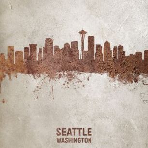 輸入壁紙 カスタム壁紙 PHOTOWALL / Seattle Washington Rust Skyline (e312116)