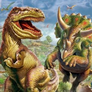 輸入壁紙 カスタム壁紙 PHOTOWALL / T-Rex and Triceratops (e312172)