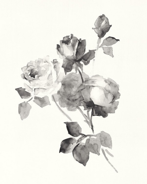 輸入壁紙 カスタム壁紙 PHOTOWALL / Rose Blossoms Gray (e312280)