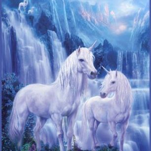 輸入壁紙 カスタム壁紙 PHOTOWALL / Waterfall Unicorns (e312596)