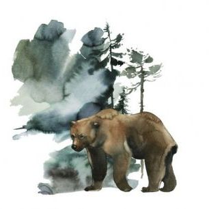 輸入壁紙 カスタム壁紙 PHOTOWALL / Watercolor Bear Forest (e313892)