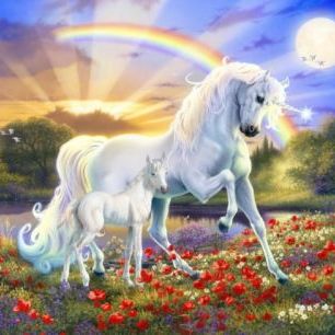 輸入壁紙 カスタム壁紙 PHOTOWALL / Rainbow Unicorn (e312799)