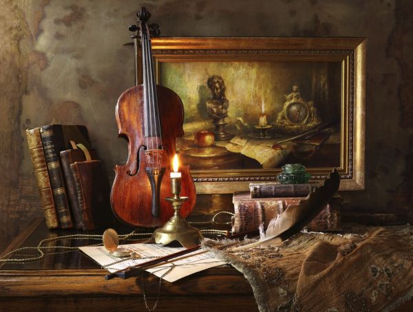 輸入壁紙 カスタム壁紙 Photowall Still Life With Violin And Painting 壁紙 屋本舗