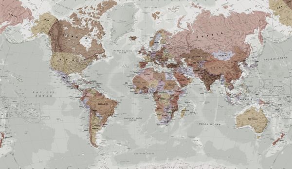 輸入壁紙 カスタム壁紙 PHOTOWALL / Executive Political World Map (e316085)