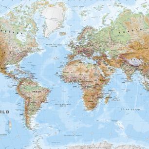 輸入壁紙 カスタム壁紙 PHOTOWALL / World Map Physical (e316088)