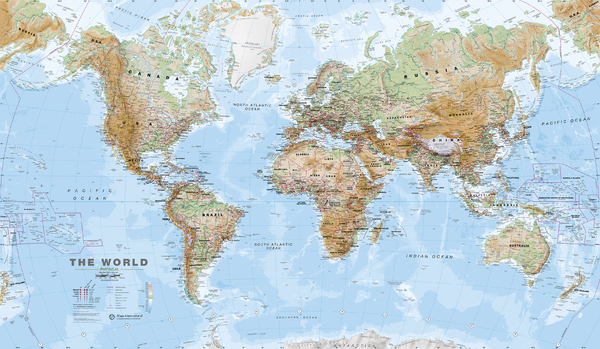 輸入壁紙 カスタム壁紙 PHOTOWALL / World Map Physical (e316088)