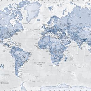輸入壁紙 カスタム壁紙 PHOTOWALL / World Map Political Blue (e316090)