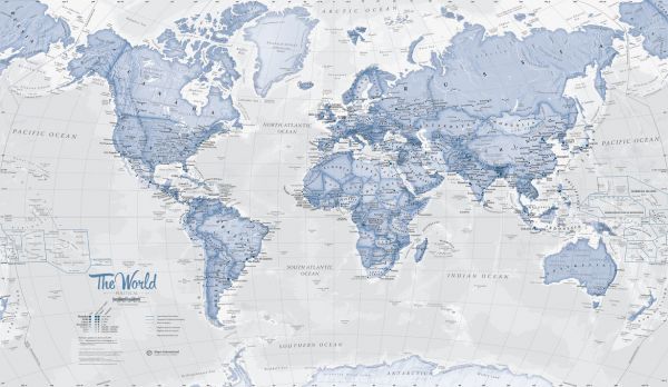 輸入壁紙 カスタム壁紙 PHOTOWALL / World Map Political Blue (e316090)