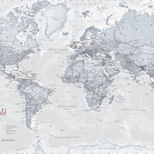 輸入壁紙 カスタム壁紙 PHOTOWALL / World Map Political Teal (e316093)