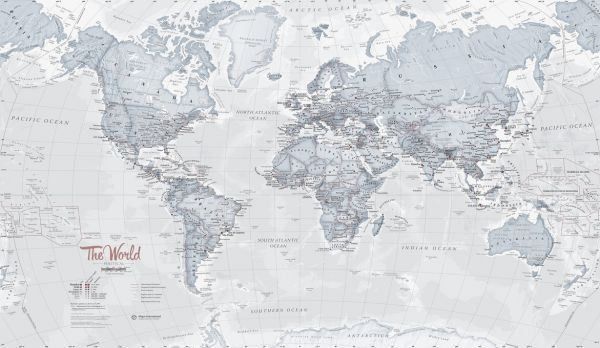 輸入壁紙 カスタム壁紙 PHOTOWALL / World Map Political Teal (e316093)