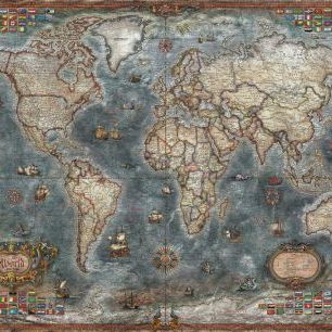 輸入壁紙 カスタム壁紙 PHOTOWALL / Old Style World Map (e314294)