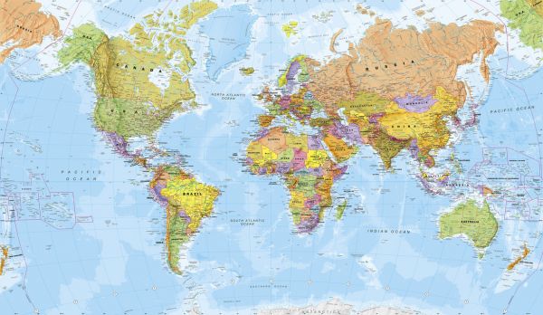 輸入壁紙 カスタム壁紙 PHOTOWALL / Political World Map (e316082)