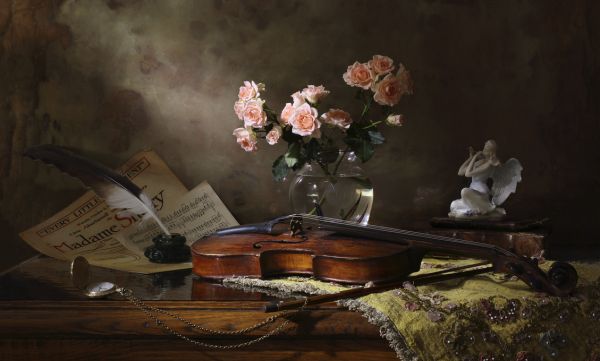 輸入壁紙 カスタム壁紙 PHOTOWALL / Still Life with Violin and Roses (e315370)