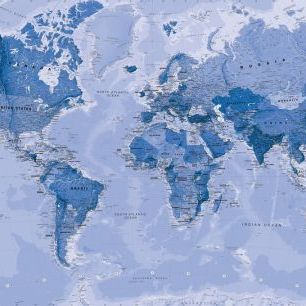 輸入壁紙 カスタム壁紙 PHOTOWALL / World Map Blue (e316087)