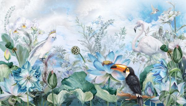 輸入壁紙 カスタム壁紙 PHOTOWALL / Birds in Blue Vegetation (e317387)