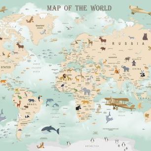 輸入壁紙 カスタム壁紙 PHOTOWALL / Wildlife World Map (e317695)