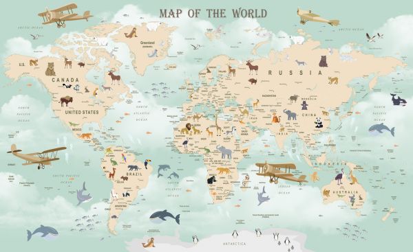 輸入壁紙 カスタム壁紙 PHOTOWALL / Wildlife World Map (e317695)
